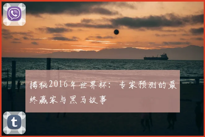 揭秘2016年世界杯:专家预测的最终赢家与黑马故事